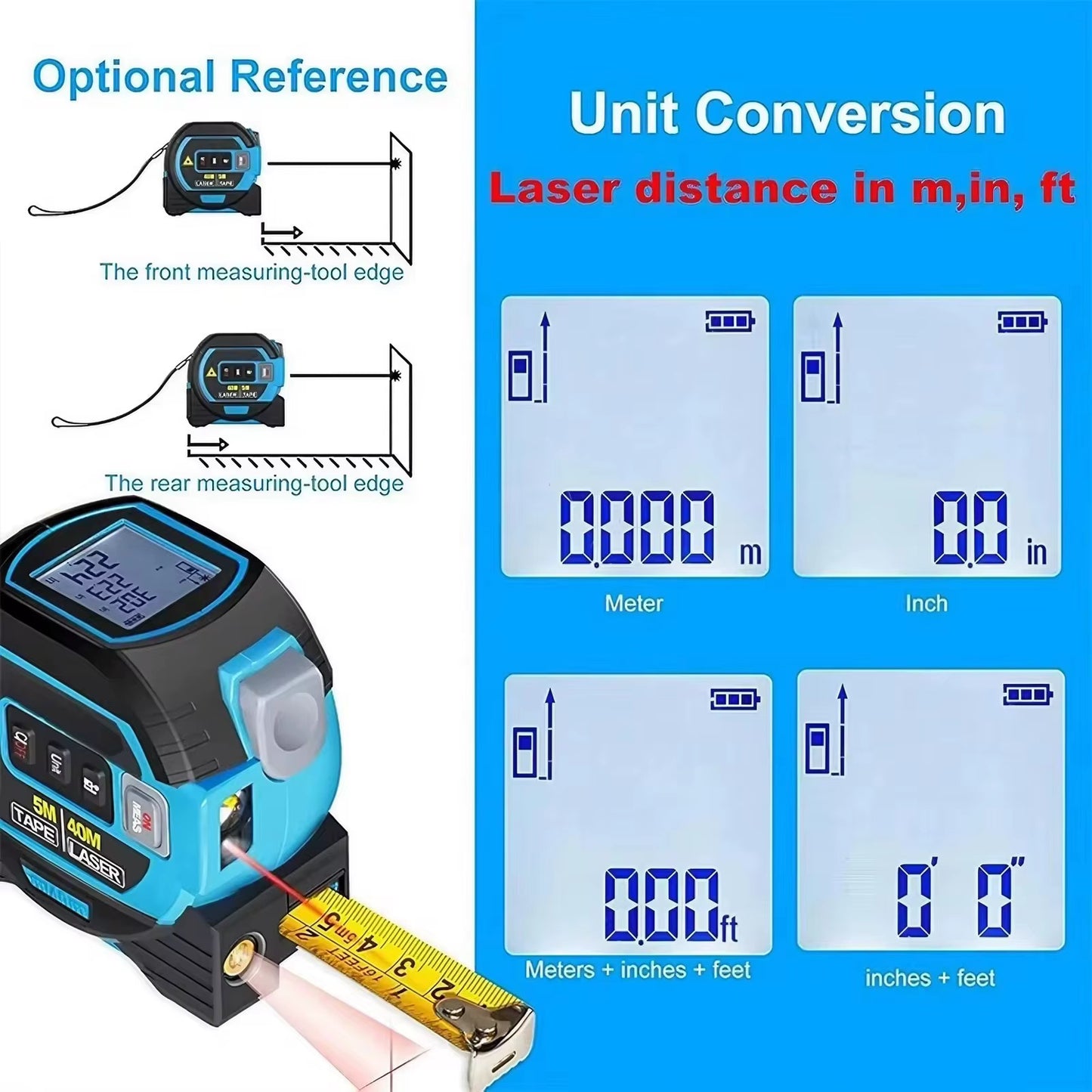 Mètre À Ruban Laser 3 en 1