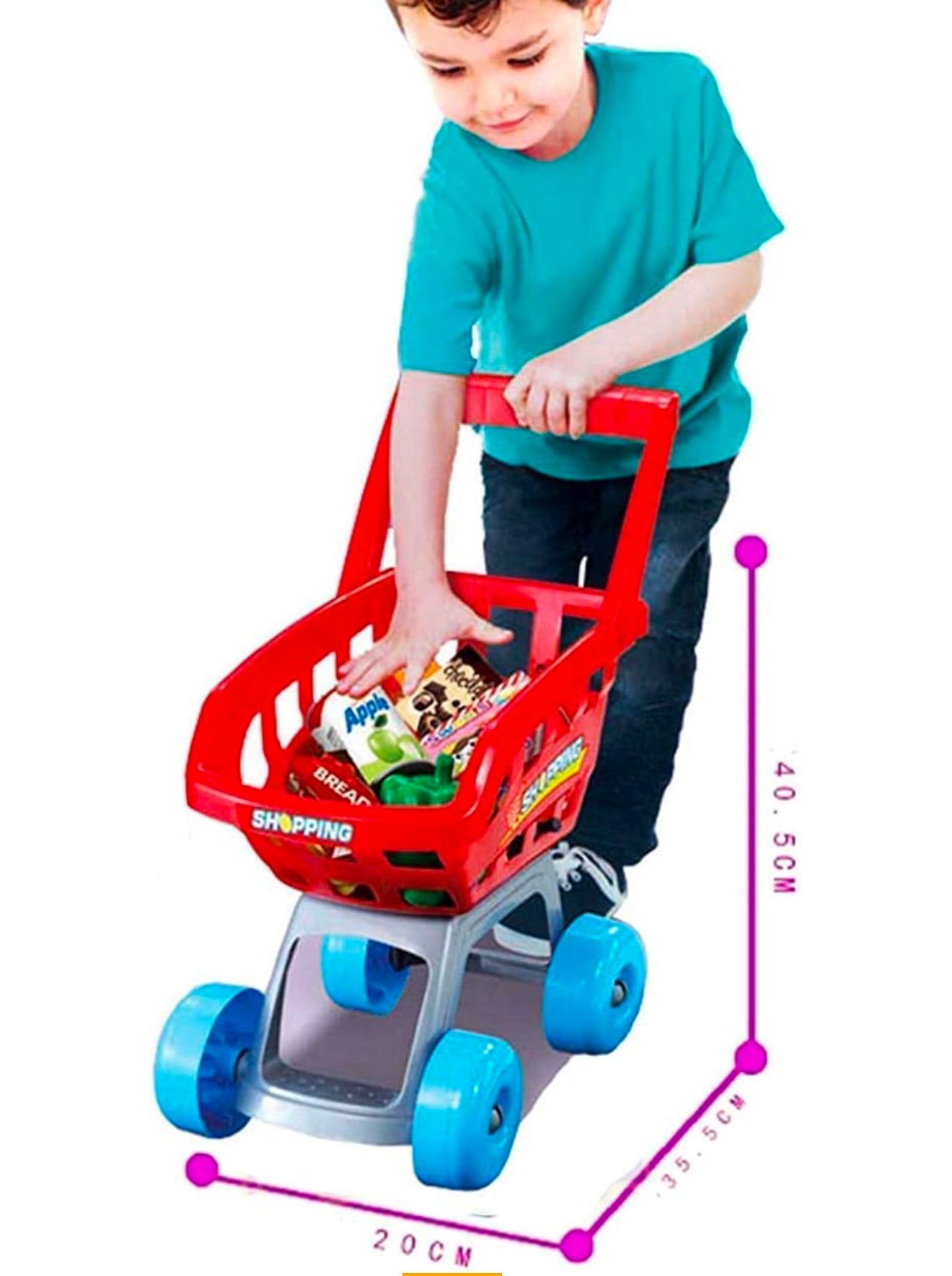 Coffret supermarché, avec Caddie et Plus de 40 Inclus (Rouge)