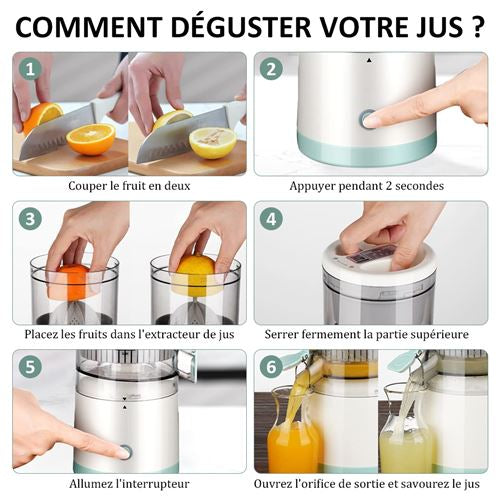 Presse-Agrumes électrique Rechargeable Récipient Amovible 600ML