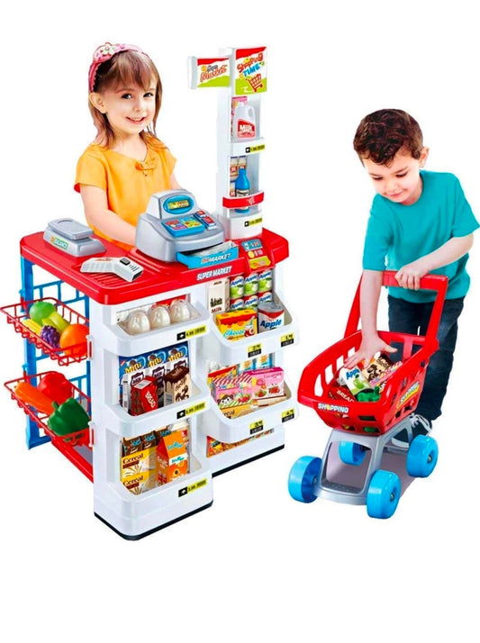 Coffret supermarché, avec Caddie et Plus de 40 Inclus (Rouge)