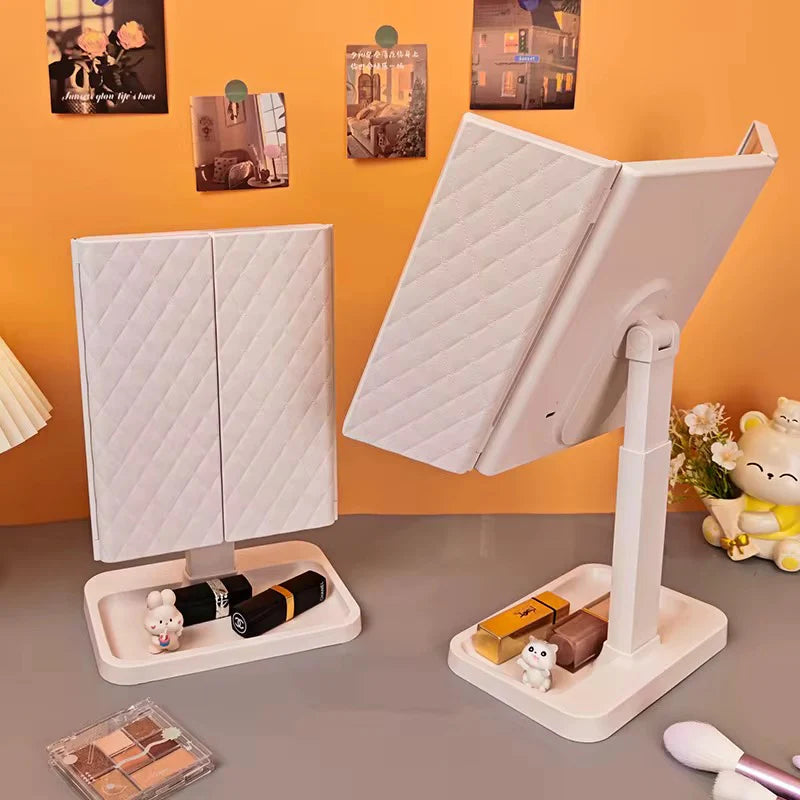 Miroir sur Pied pour Maquillage avec Éclairage LED et Triple Vue
