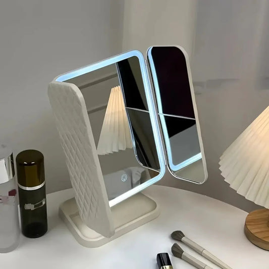 Miroir sur Pied pour Maquillage avec Éclairage LED et Triple Vue